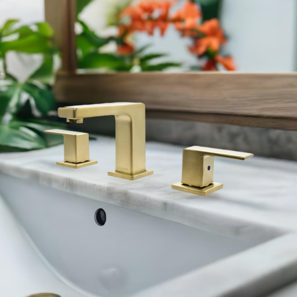 Lulani Capri Widespread Bathroom Faucet, Easy Operation Faucet, Luxurious Design Faucet with Water-Saving Technology, Superior Performance and Lifetime Limited Warranty - Champagne Gold Finish