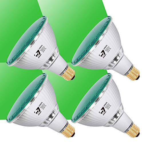 7Pandas Green Led Par38 Flood Light Bulbs, True Color Full Glass Outdoor Waterproof Led Lights, E26 Base (90W Halogen Equivalent), 1200 Lumen For Porch, Halloween, Christmas, Holiday Lighting, 4-Pack #TOP29