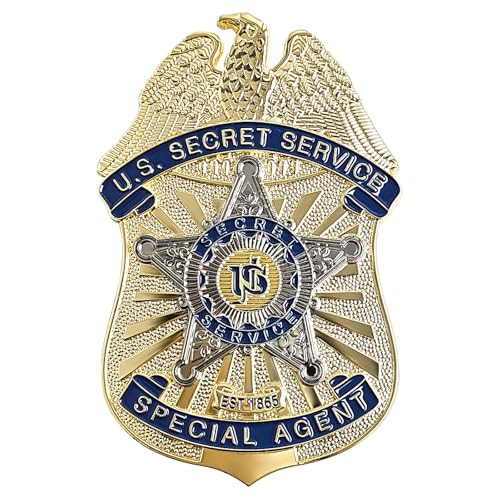 Jefuzh Halloween Detective Costume Accessory, Cospaly Badge, Enameled & Plated, Catch Design, Opulent Shield Badge, Gift Box Packaging(U.SSS)