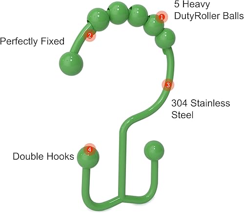 Miniatura 4 de Goowin - Ganchos para cortina de ducha, anillos para cortina de ducha, ganchos de acero inoxidable para cortina de ducha, a prueba de óxido, ganchos