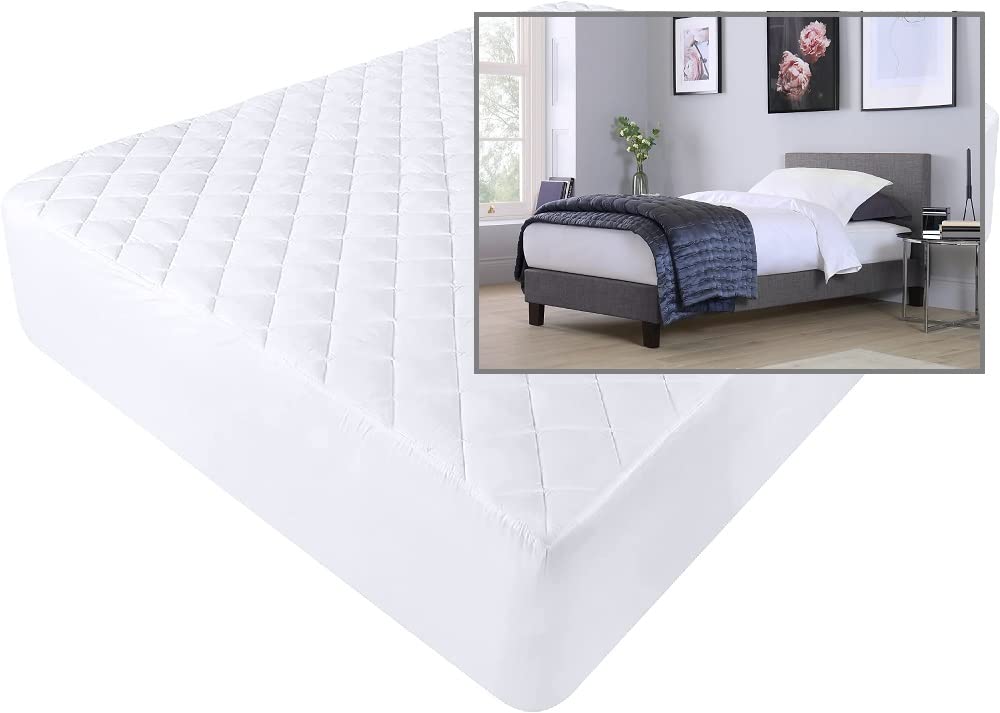 Bedtime Comforts Ltd White Premium Range Small Single 150G Quilted Fitted Mattress Protector 2'6 X 6'3 (30 X 75) (10" (26Cm Depth)