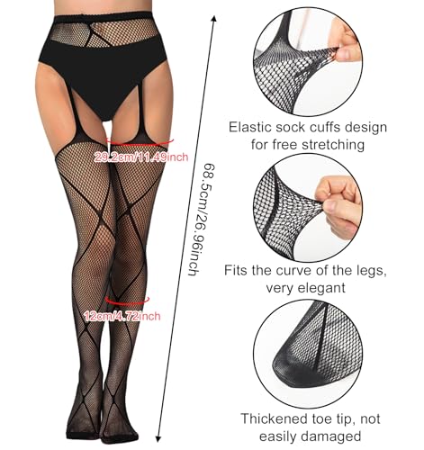 Image of Chalier Fishnet Stockings Lace Tights Thigh High Stockings for Women