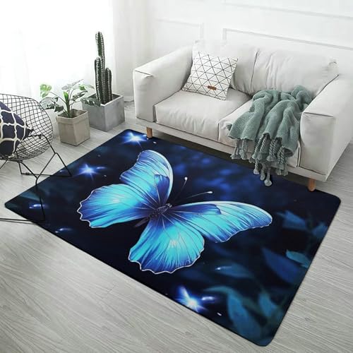 Tapis de bain super absorbant motif papillon bleu de qualité supérieure pour douche