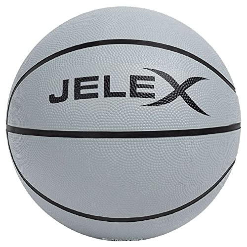 JELEX Sniper Basketball mit gedämpftem Gummi-Kern, hochwertiger Butylblase, Kieselstruktur-Optik für besseren Griff, im 8-Panel-Design. 600 g, Umfang: 80 cm, Indoor- Outdoor