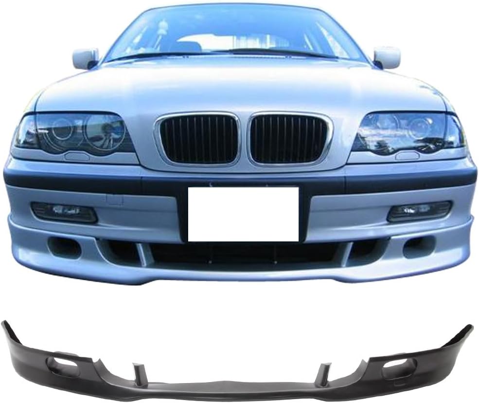 Front Bumper Lip Compatible with 1999-2001 BMW 3-Series Sedan, Euro Style PU Black Front Lip Spoiler Splitter by IKON MOTORSPORTS, 2000