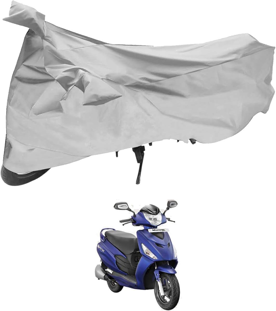 KandidDust and Water Resistant Bike Body Cover for Hero Maestro Edge with Double Mirror Pocket, Silver