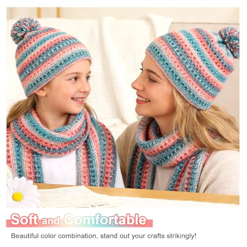 Image of Aeelike Gradient Yarn for Crocheting, 6 Skeins Cake Yarns Fairyland Yarn 100g (3.52 oz) 245m (267 Yards) # 3 Light Weight - Super Soft Ombre Yarns for Making Colorful Crafts, Blue Pink Gradient