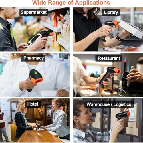 Image of ONLYU Bluetooth Barcode Scanner, Wireless 2D QR 1D Bar Code Scanners with LED Lights Display & AI Voice, Plug & Play Handheld Barcode Reader for iPhone, Android, iPad, Tablet, PC (OU-20)