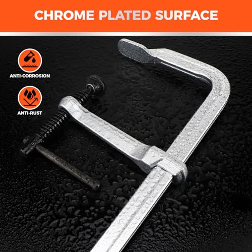 Image of HORUSDY 4PCS Heavy-Duty Bar Clamps, 12-Inch F Bar Clamps with 1200LBS Strong Clamping Force, Drop-Forged Steel Frame, Smooth Adjustment for Woodworking, Metalworking, Welding, DIY, and Garage Projects