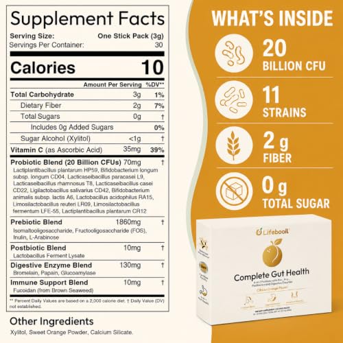 Lifebooil Probiotic Powder with Digestive Enzymes Packets