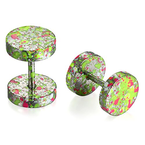 JewelryWe Pendientes Redondos de Tapones para Mujer Niñas Pendientes Pequeños 8mm Amarillos, Acero Inoxidable Pendientes de Primavera Verano, 1 Par