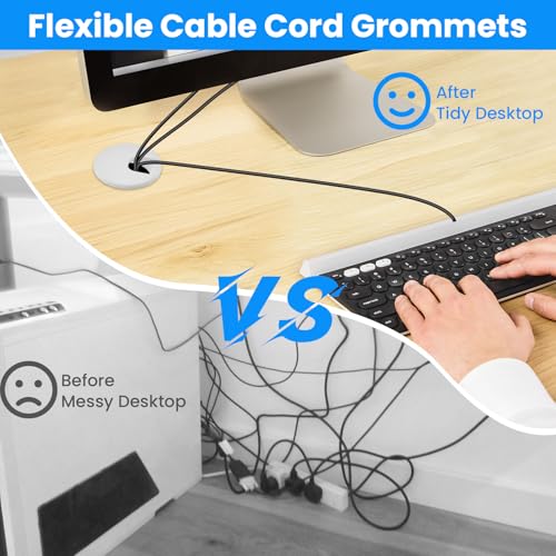 Image of 2 inch(50mm) White Desk Hole Cover Grommet ABS Plastic Wire Organizers for Computer Desk Cabinet (3 Pack)