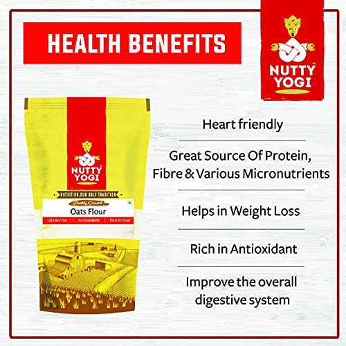 Nutty Yogi Gluten Free Oats Flour (Atta) 500 gm, Gluten Free, Freshly