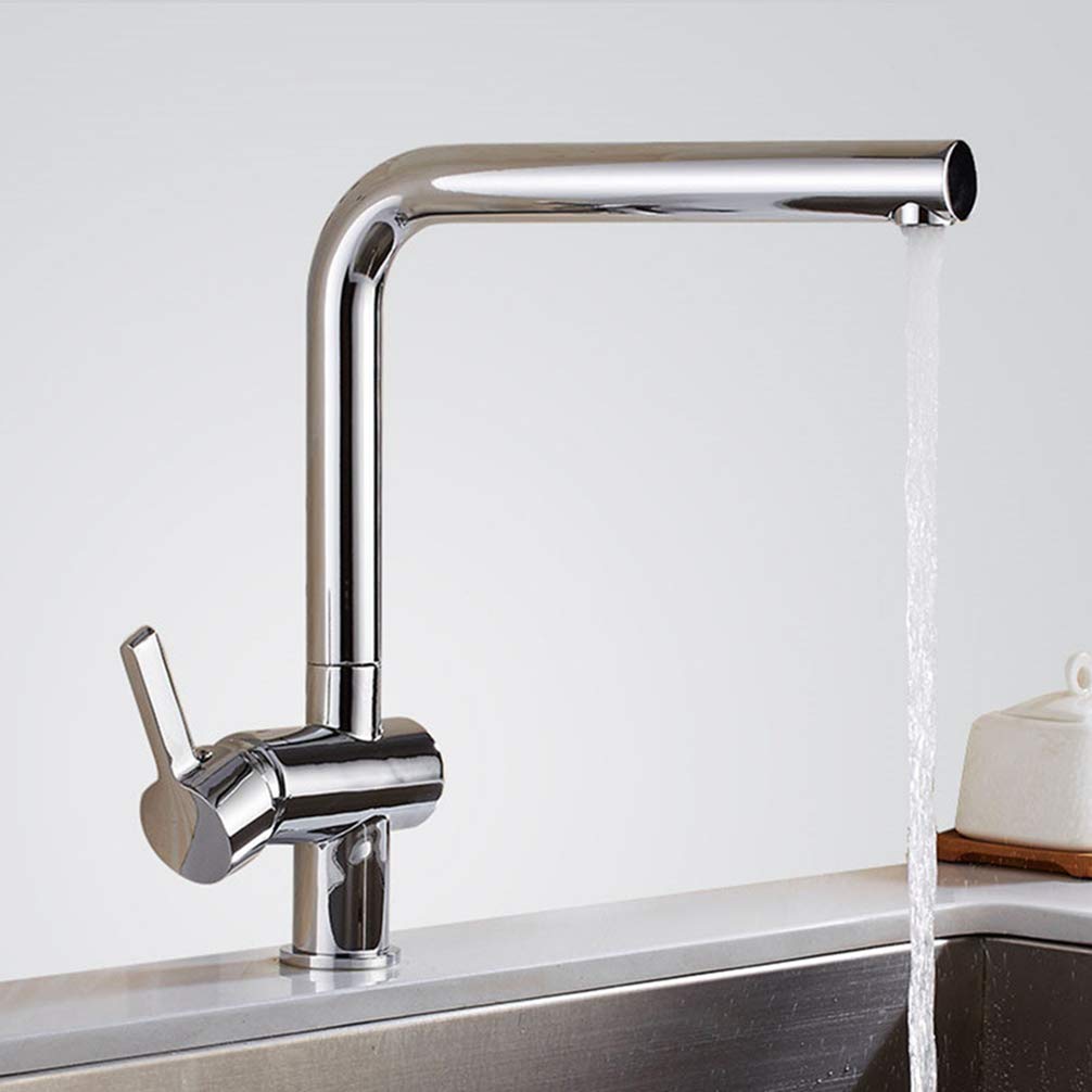 ZYCHSJXA Kitchen Sink Faucets Black∕Chrome∕White∕Oat Brass Swivel Taps Hot and Cold Wash Basin Mixer Water Torneira Cozinha,Chrome