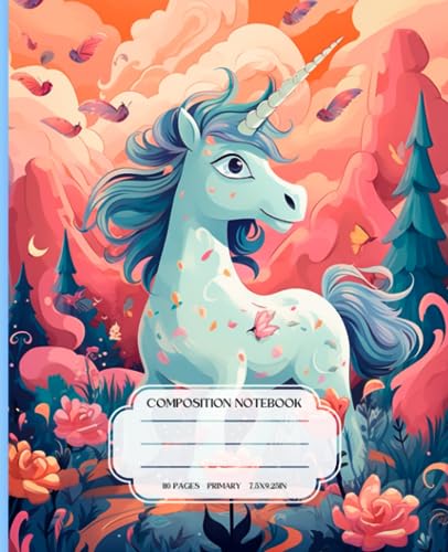 Primary Composition Notebook: Enchanting Unicorn: Cute Pastel Aesthetic Notebook For Girls | Storybook Journal For Creative Minds | Handwriting ... Picture Space For Kawaii & Unicorn Lovers #3 image 2