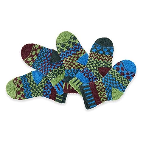Solmate Socks - Odd or Mismatched Baby Socks, Two Pairs With a Spare, Made in USA with Recycled Cotton Yarns June Bug Extra Small (Newborn) Cover