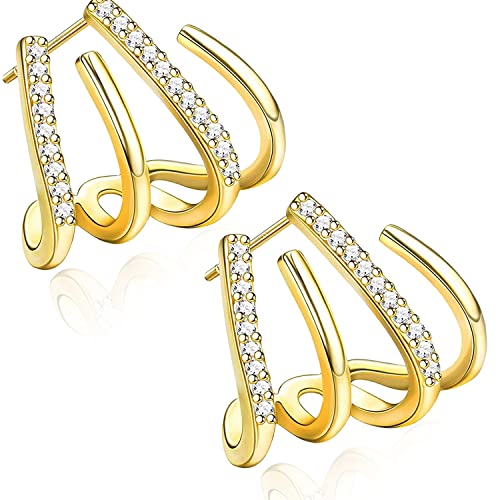 Pendientes Plata,Creativos Pendientes Cuatro Garras,Pendientes Piercing Oreja para Mujer,Pendientes de Tuerca de Plata Oro,Pendientes Niña Hipoalergenicos para Mujeres Y Niñas Cover