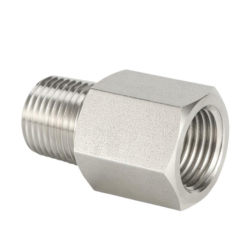SS316 NPT BSPT 1/8" 1/4" 3/8" 1/2" 3/4" Female to Male Thread 3000psig 20MPa Pipe Fitting Connector Stainless Steel(0.5 F x 0.5 M) Brass Hose