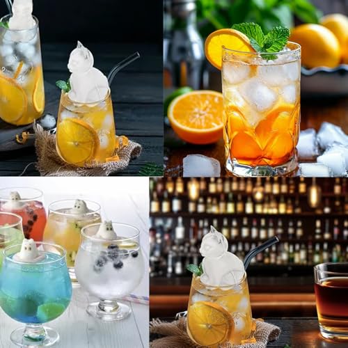 Molde para Cubos de Hielo Silicona Gato 3D Grande miniatura 3