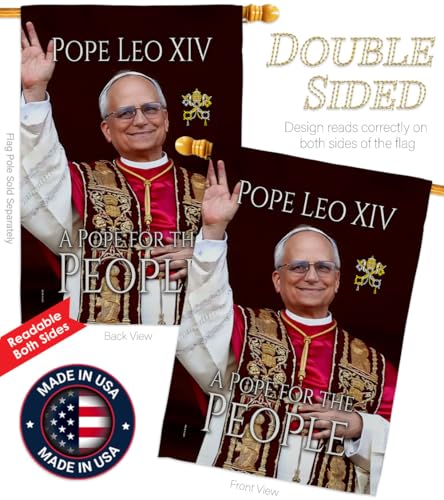 Pope Leo XIV Flag Bishop Banner Picture Prints Vatican Memorabilia Tapestry Catholic Wall Art Canvas Poster Grave Decorations For Cemetery Yard Sign American Papal Door Decor Religious Gifts by Pope Leo XIV - Used condition - Image 6