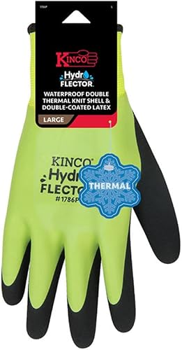 Miniatura 10 de Kinco - Guantes de trabajo impermeables con forro hidroflector, extra cálidos de 15 puntos, con forro térmico suave de 7 puntos, agarre de palma de