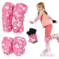 CLISPEED Kids Cycling Gear - Knee & Elbow Pads with Gloves Set | Toddler Sports Gear Set for Outdoor Activities Skating Biking Skiing Skateboarding Scooter, 2-4 Years Kids