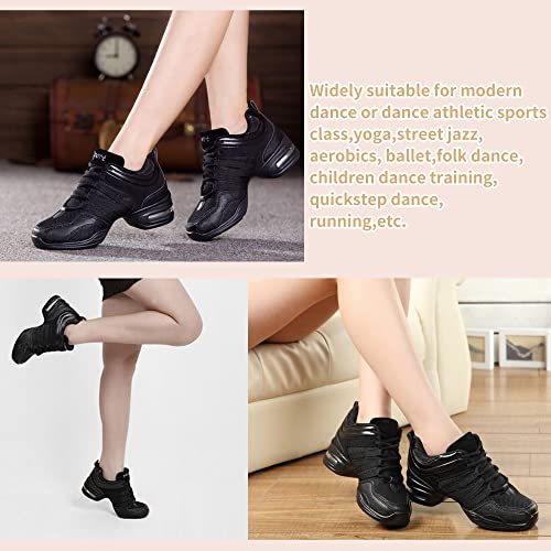 Women's Jazz Shoes Lace-up SneakersMesh Slip Thick Soled Jazz Dance Shoes Cushion Lady Girls Modern Breathable Air Cushion Split Sole Athletic Walking Dance Shoes4