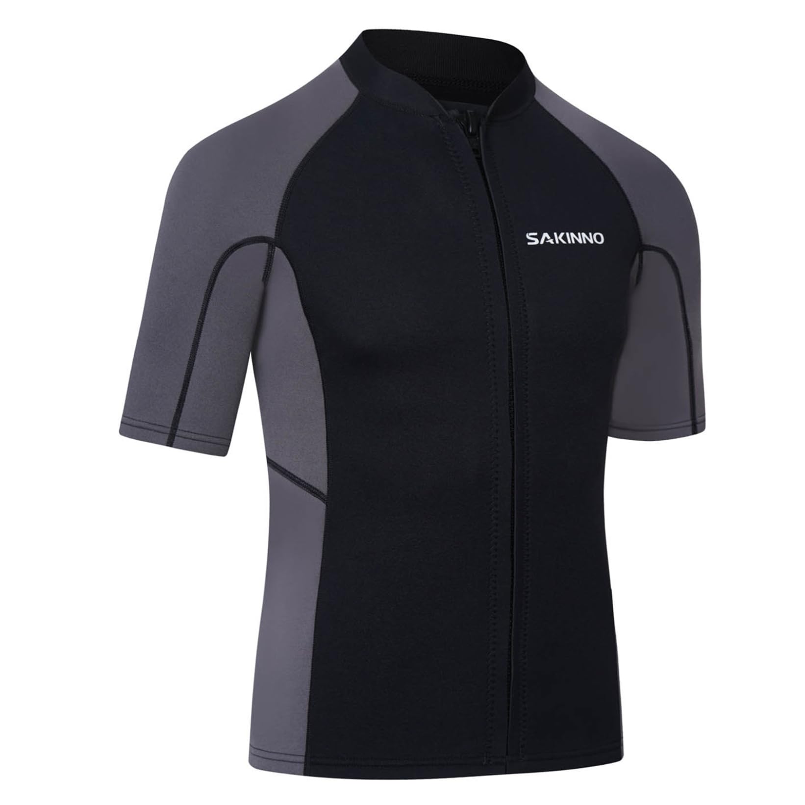 Herren Neopren Oberteil 2mm Neoprenanzug Top Badeshirt Rushguard Shirt mit Reißverschluss UV Schutz für Wassersport Surfen
