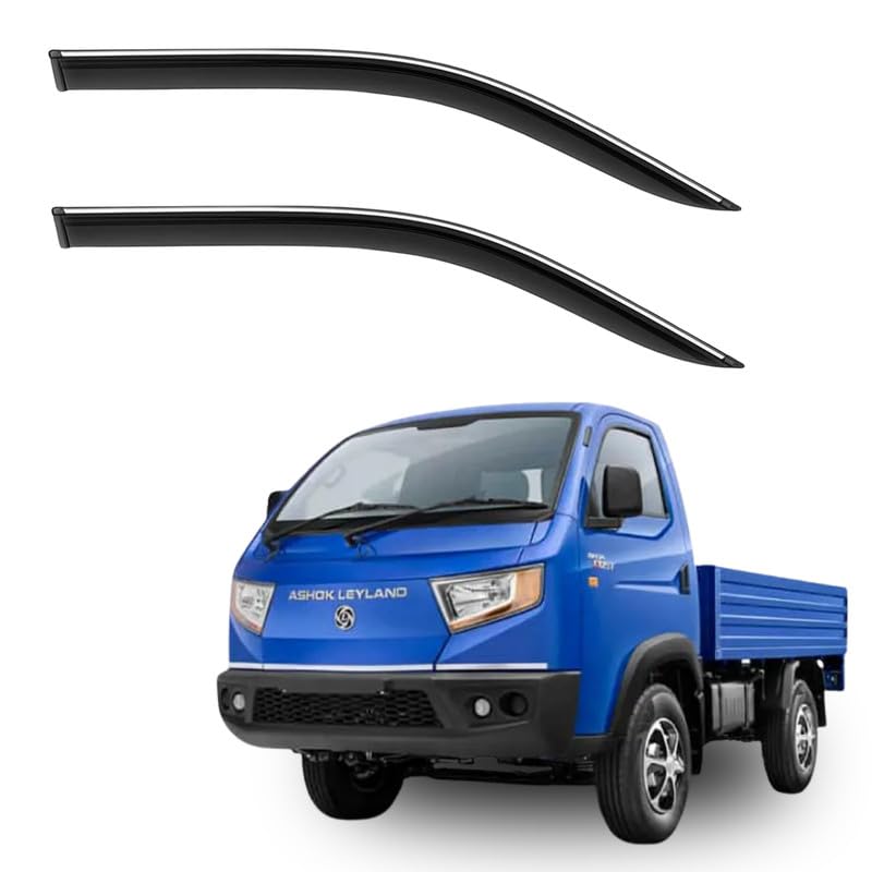 Image of CAR SAAZ Side Door Visors for Bada Dost (2020-present) (Set of 2Pcs)|Chrome Lined Rain Guards, Polycarbonate, Smoke Finish