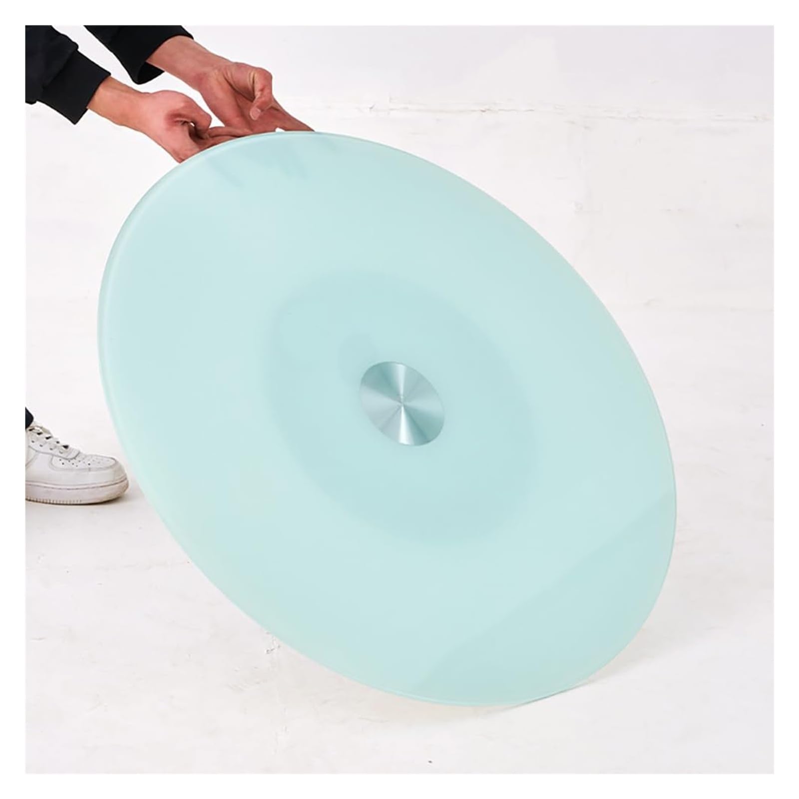 Grand plateau tournant rond avec rotation fluide et surface en verre trempé