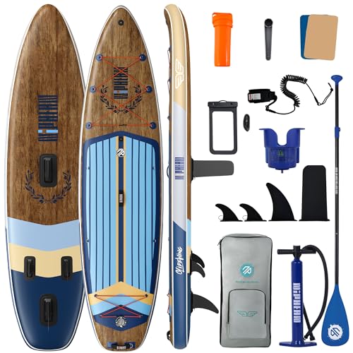 Niphean (Extra Large) Inflatable Paddle Board, SUP for 2+1 People/Family 500lbs Capacity Stand Up Paddle Board with SUP Accessories, StabilTrac Fin Non-Slip Paddleboard for Adults(Beginner Friendly)