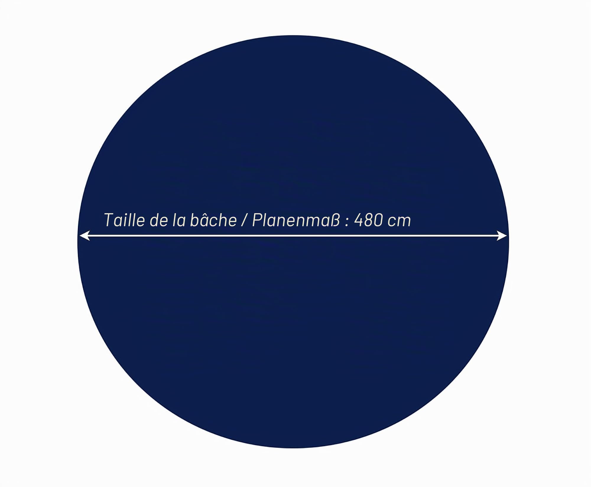 QUICK STAR Couverture de Piscine d'hiver Ronde 200g / m² pour Piscine de Taille 380-420 cm Dimension bâche ø 480 cm Bleu