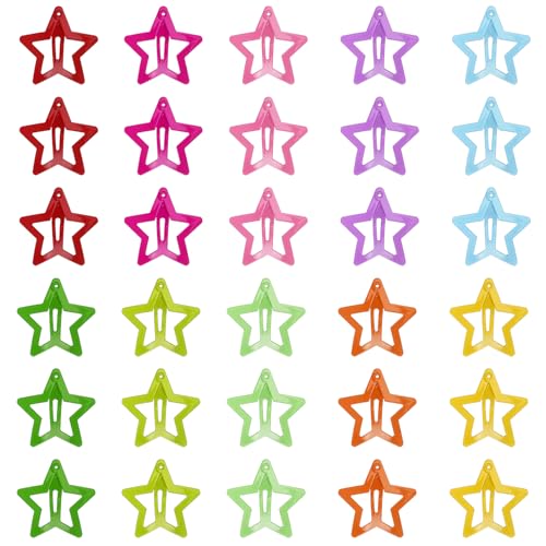 30 Pcs Star Clips Hair Clips for Girls Non-Slip Star Hair Accessories Cute Hairpins Colorful Snap Hair Barrettes Kawaii Hair Clips for Women Girls