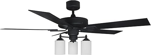 Miniatura 2 de Design House 157362 Aubrey Ventilador de techo tradicional de 52 pulgadas para interiores con kit de luz, cuchillas reversibles, níquel satinado