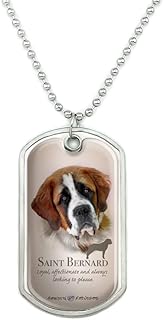 GRAPHICS & MORE Saint Bernard Dog Breed Military Dog Tag Pendant Necklace with Chain