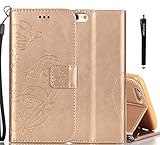For iPhone 7 Case,iPhone 7 Leather Case,iPhone 7 Cover,Candywe [Gold] [Wallet]Leather Protective Stand Case For iPhone 7 For Woman (With Strap)