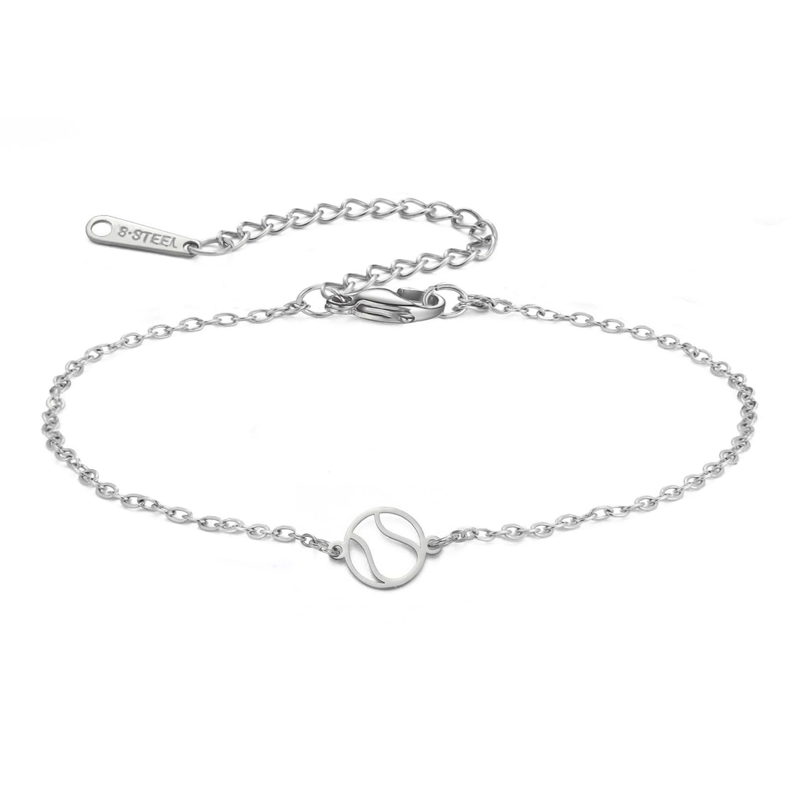 LIKGREAT Adjustable Tennis Ball Bracelet for Women Stainless Steel Minimalist Sports Jewelry