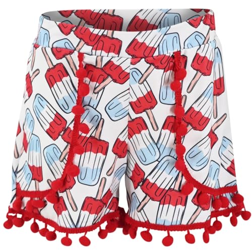 Image of Unique Baby Girls Toddler Big Kid Sleeveless Tank with Pom Pom 2pc Shorts Set Outfit