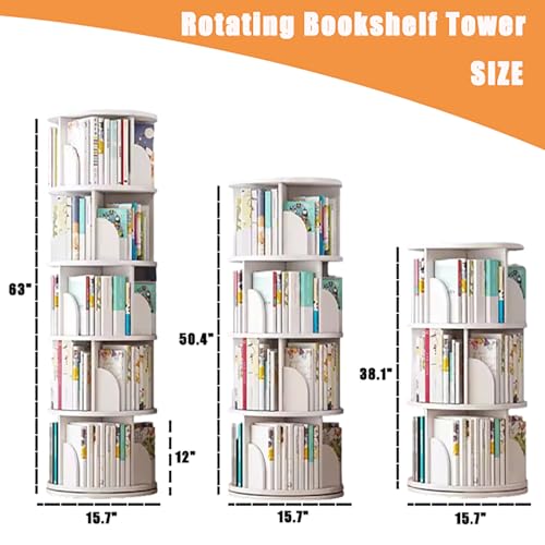 Estantería giratoria de 3 niveles de madera para organizar libros infantiles y textos 3