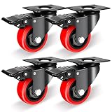 Nefish Casters Wheels Set of 4, 3 Inch Heavy Duty Caster with Brake 1200 Lbs, Safety Dual Locking Pl