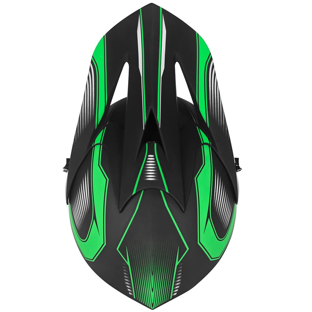 Casco da moto off-road adolescente, casco da bicicletta per ragazzi e ragazze, casco da moto personalizzato, standard CE (Small, verde)