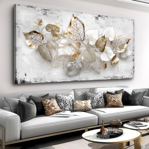 Wall Art Leaf Modern Botanical Artwork Canvas Painting for Living Room Bedroom Dining Room Home Office Decor 71"x36" with Framed