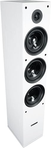 Miniatura 4 de Rockville RockTower - Altavoz de torre pasivo de 68 W, 8 ohmios, blanco, sonido de alta fidelidad, rejilla desmontable, 3 vías, 6.5 pulgadas, 500 W,