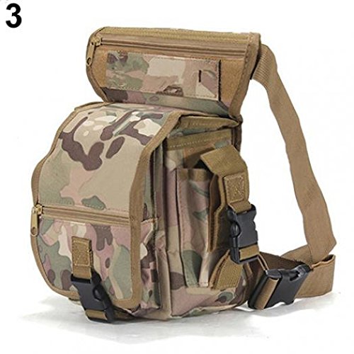 Geshiglobal Moda militar riñonera Pack tácticas deportes al aire libre deporte riel pierna bolsa utilidad senderismo muslo bolsa, beige