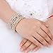 EVER FAITH Women's Austrian Crystal Bride Heart Art Deco Elastic Stretch Bracelet Clear Gold-Tone