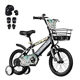 Habib Gruppe Jungenfahrrad Dino-Edition 16 Zoll | Komplettset mit Schutz-Set, Korb & Pumpe | Kinderfahrrad mit Stützrädern & Handbremse für Jungen ab 3 Jahre - (Schwarz)