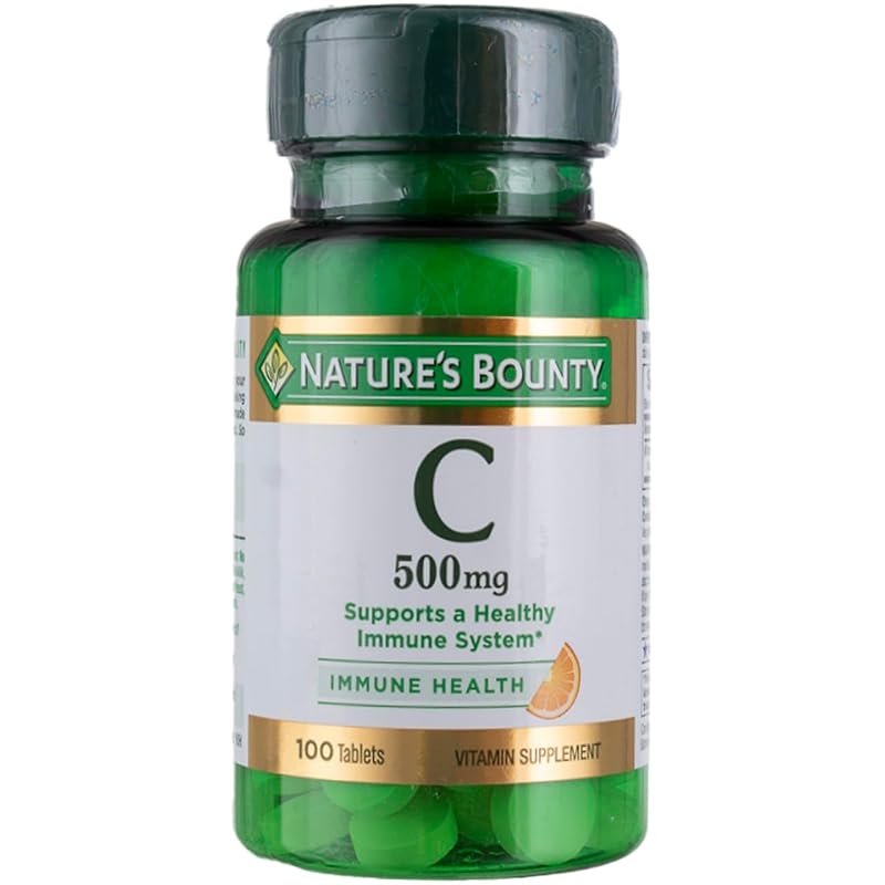 Nature's Bounty Suplemento de Vitamina C, ácido ascórbico, 500 mg, 100 comprimidos