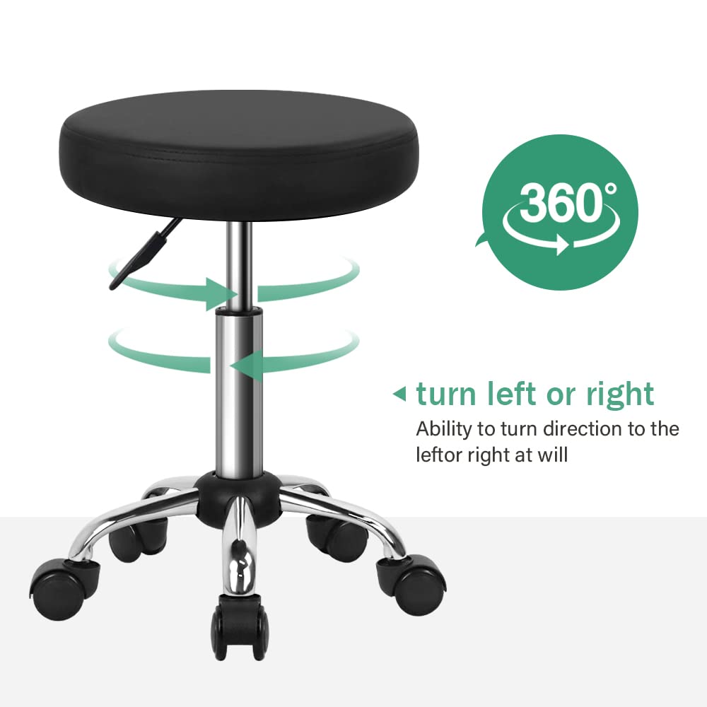 FURWOO Tabouret à roulettes polyvalent avec roulettes pour spa - Tabouret à dessin réglable (noir)