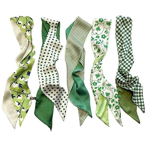 QTMY 5 Pack Purse Scarf for Bags Silk Head Scarf for Hair Handbag Women Scarfs Band Hair Neck Scarves Fashion Gifts,03 Cover