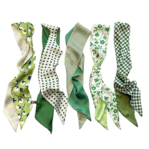 QTMY 5 Pack Purse Scarf for Bags Silk Head Scarf for Hair Handbag Women Scarfs Band Hair Neck Scarves Fashion Gifts,03